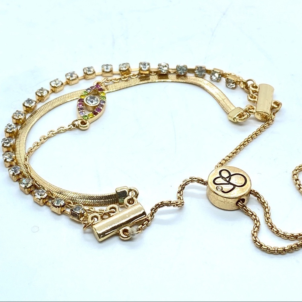 JESSICA SIMPSON Gold Rhinestone Slider Bracelet